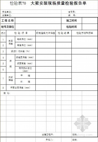 土方路基现场质量检验资料下载-四川省某公路工程现场质量检验用表