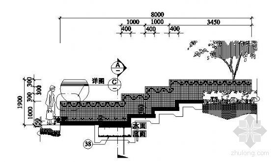 水景架空施工图纸资料下载-跌水景墙施工图