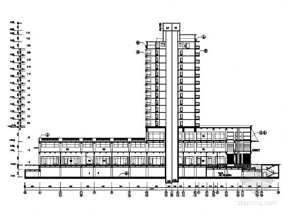 [深圳南山区]某十八层底商、顶层复式高层住宅楼建筑施工图-剖面图