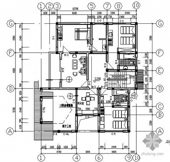 五层对称结构建筑图资料下载-某3层砌体结构别墅全套结构建筑图