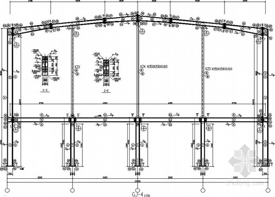 24米厂房施工图资料下载-[江苏]24米跨机械厂厂房结构施工图