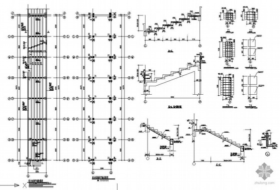 钢楼梯基础结构图资料下载-某体育场看台楼梯与基础结构图