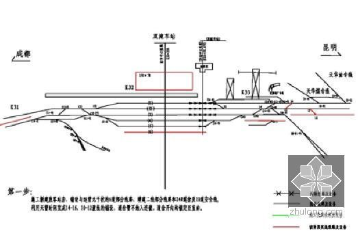 [四川]含简支钢桁梁连续钢构桥复合衬砌隧道45km铁路扩能改造工程技术标472页-双流车站施工步骤