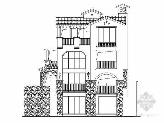 2层别墅120平方平面图资料下载-[长沙]某三层西班牙风格别墅建筑施工图（有架空层）