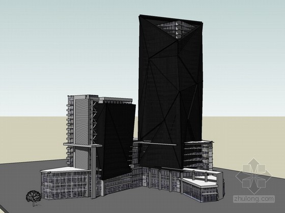 商业楼建筑cad异形资料下载-现代商业楼建筑sketchup模型下载