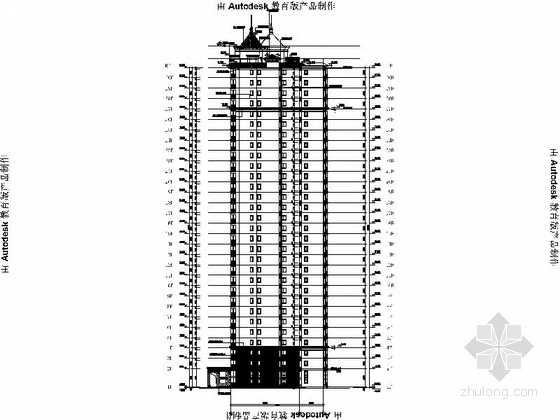 [江西]30层框剪结构商业办公建筑设计施工图（知名地产）-30层框剪结构商业办公建筑设计立面图