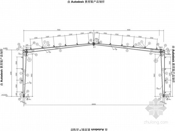 16米跨钢结构厂房施工图资料下载-18米跨钢框架加工基地厂房结构施工图