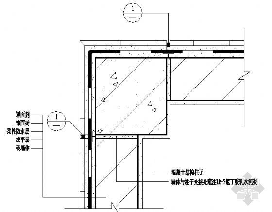 墙体与墙体交接资料下载-墙体与结构柱子交接处密封式构造(广东省标DBJ15-19-97)