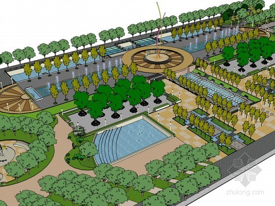 大型景观广场方案资料下载-大型广场SketchUp模型下载
