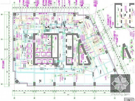 [江苏]超高层综合商业广场暖通空调全系统设计施工图（30万平 冰蓄冷 人防）-二十六层下部空调平面