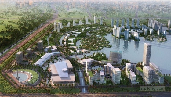 滨水高层办公资料下载-[天津]城市滨水地块概念性总体规划方案文本