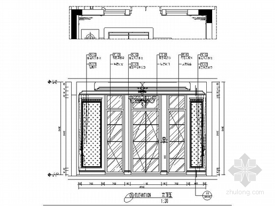 [江苏]蓝色梦幻欧式风格三层别墅室内装修施工图（含水电 高清实景图 推荐！）-[江苏]豪华欧式风格三层别墅室内装修施工图（含水电 高清实景图）一层立面图 