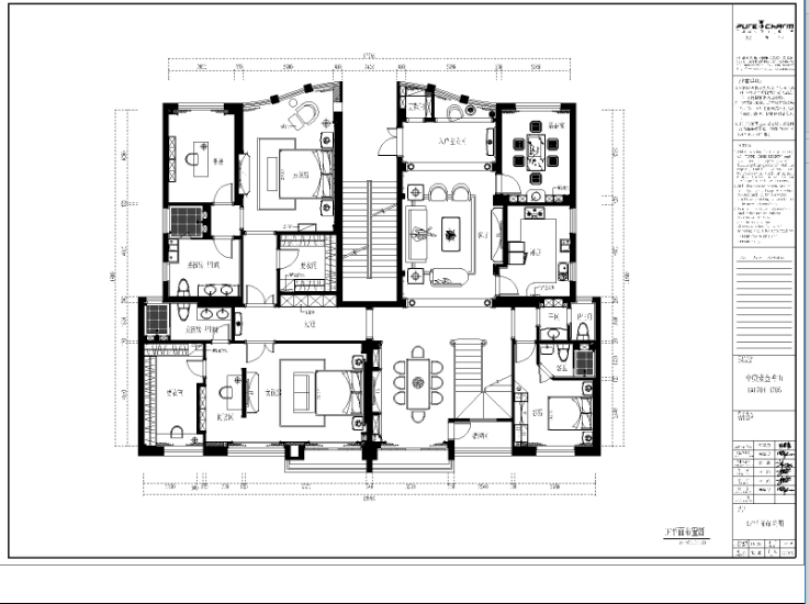 福清中庚紫金香山家装设计完整施工图及效果图-平面布置图