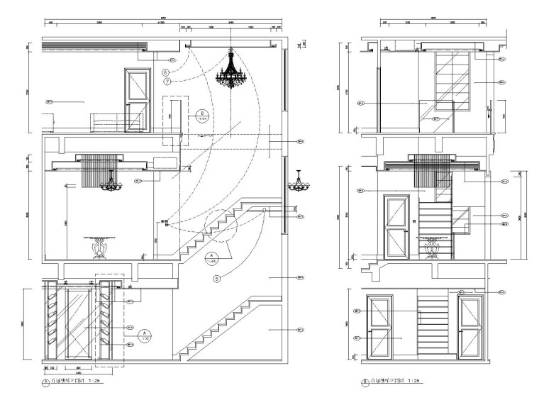 [南京]中山新城别墅样板间装修全套施工图（附手绘草图）-楼梯间立面图