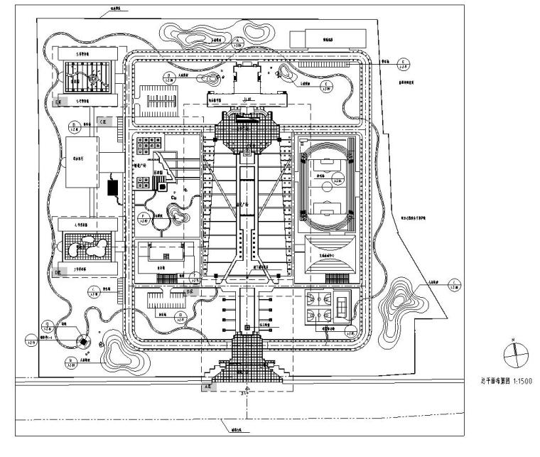 [河北]河北省某党校全套景观设计施工图CAD（31个文件）-总平面图