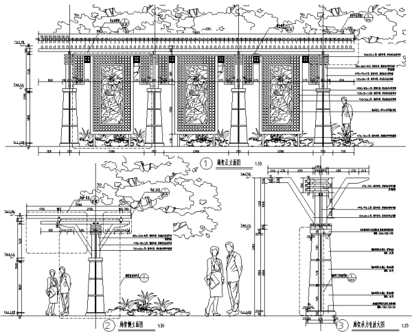 [江苏]互动式精装公寓景观展示区全套设计施工图（附实景图）-景观廊架设计详图