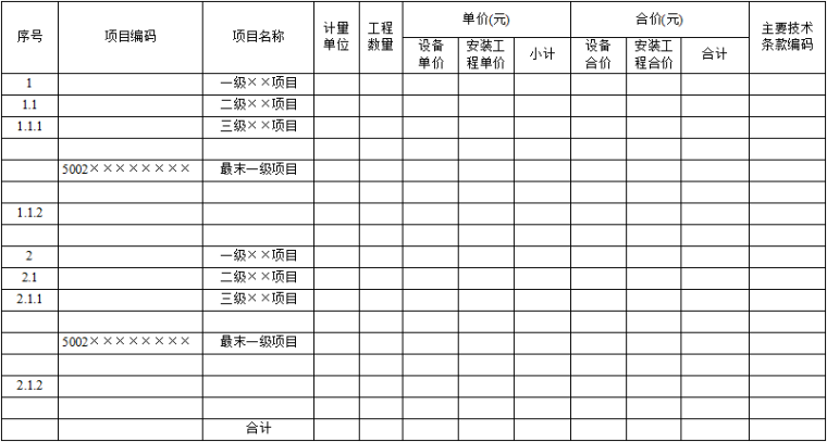 江苏省水利工程招标、投标文件工程量清单格式_2