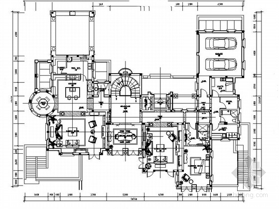 双层美式别墅cad资料下载-[杭州]美式古典双层别墅室内装修施工图