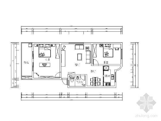 两居室公寓户型平面资料下载-两居室平面设计方案