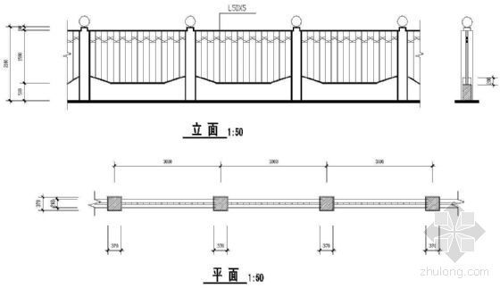 中式景观围墙大样资料下载-围墙大样（三）