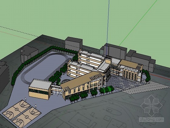 中学学校建筑su资料下载-中学学校sketchup模型