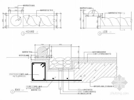 [杭州]欧洲经典宫廷园林风格尊贵居住区景观施工图（知名地产项目）-泳池花槽边施工详图