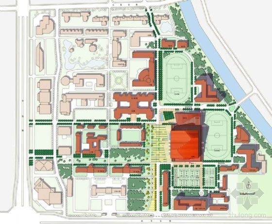 高校道路景观资料下载-北京高校08奥运会摔跤馆景观与建筑深化设计方案
