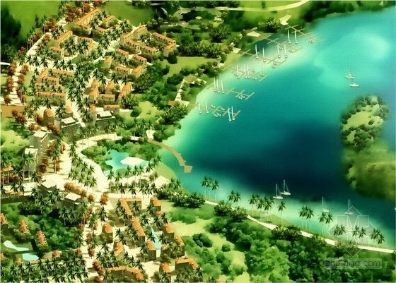[三亚]滨水旅游景区概念性总体规划方案-游艇俱乐部鸟瞰图