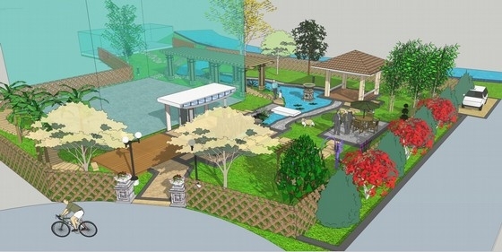 花园庭院效果图资料下载-别墅庭院景观设计效果图