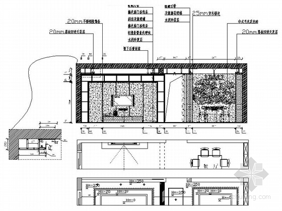 [荆门]精致新中式风格三居室样板间CAD装修施工图（含效果）客餐厅立面图 