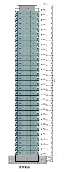 [青海]高层现代风格中高档住宅小区建筑设计方案文本（含投资估算表）-高层现代风格中高档住宅小区建筑剖面图