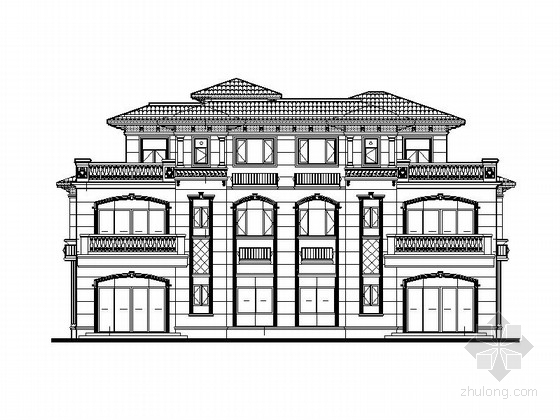 三层双拼别墅CAD资料下载-[安徽]三层法式双拼别墅建筑施工图（知名地产）