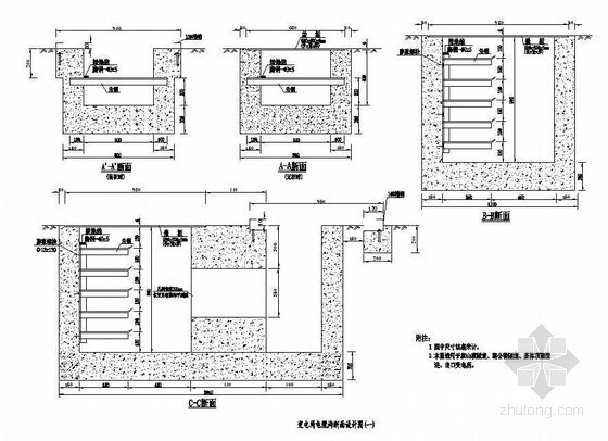 室外电缆沟详图资料下载-复合式衬砌隧道变电所电缆沟断面节点详图设计