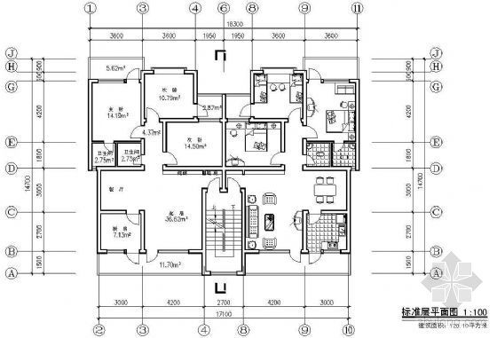 板式屋顶平面资料下载-某板式住宅拼接单元户型平面（一）