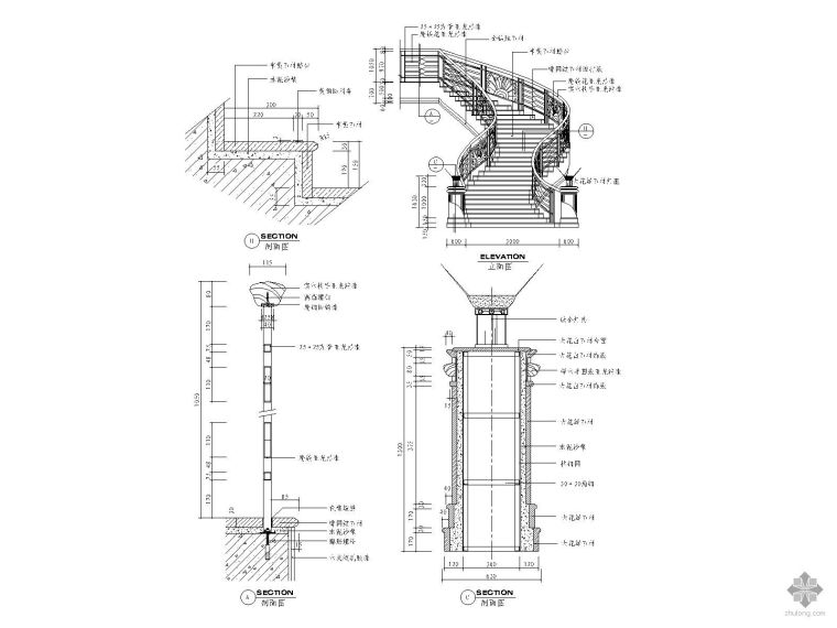 弧形楼梯混凝土施工资料下载-弧形楼梯节点详图