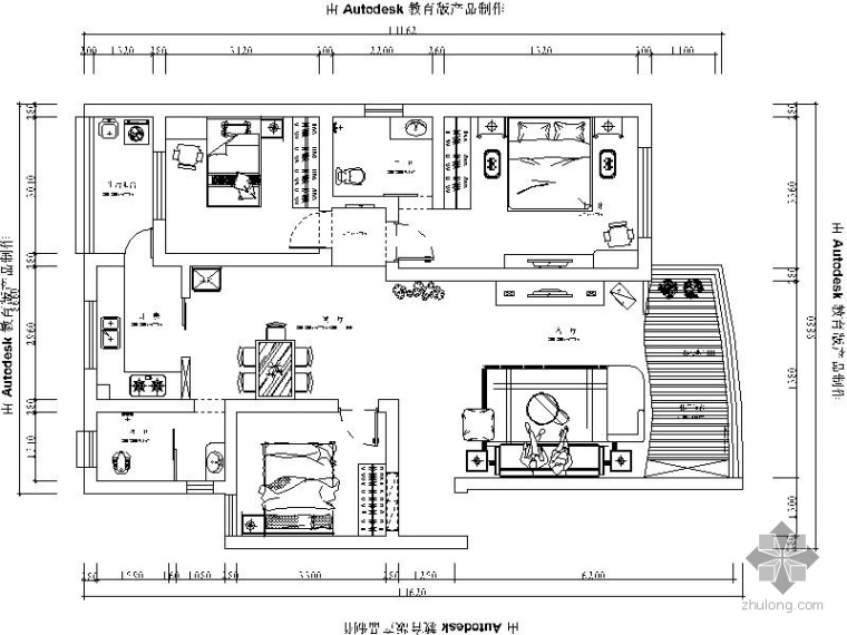 家装户型设计资料下载-[衡阳]三居室设计装修图3