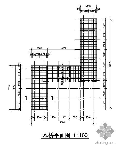 景观小木桥施工图资料下载-某小区景观木桥施工详图