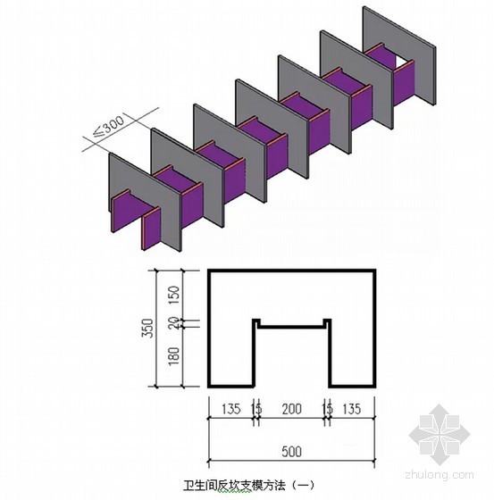 加气混凝土砌块填充墙砌体工程技术交底-卫生间反坎支模方法1 