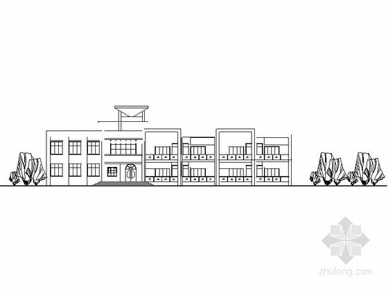 3层6班幼儿园设计CAD资料下载-某二层四班幼儿园建筑方案图（含效果图）