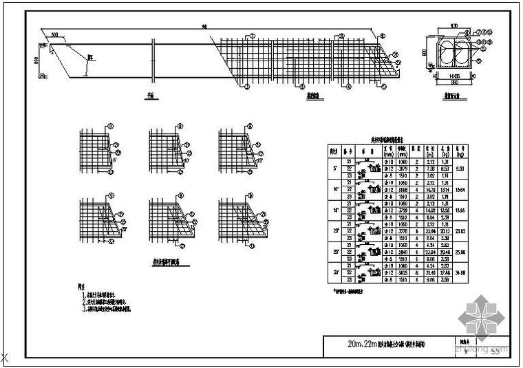 斜交空心板端模板资料下载-某20m、22m预应力混凝土空心板（斜交中板端部）节点构造详图