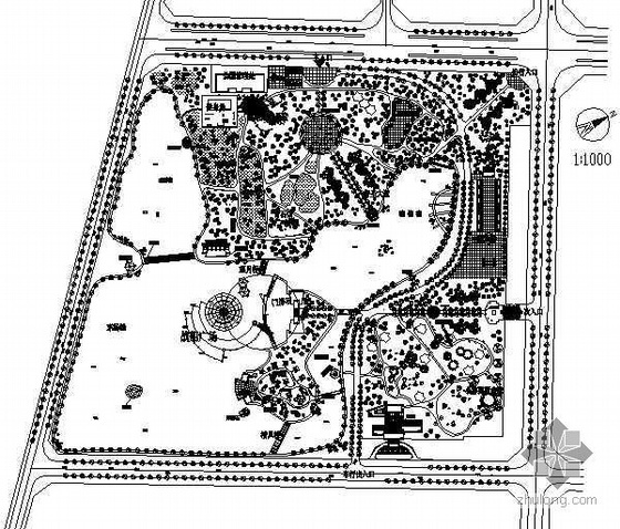 公园景观cad平面资料下载-某公园景观设计方案平面图