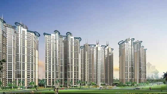 [广东]现代风格高层住宅区规划及单体方案文本(含CAD)-住宅区效果图 