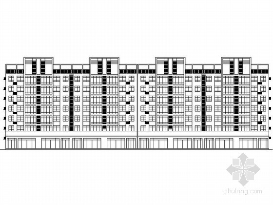 6层居住楼户型平面图资料下载-某七层商住楼建筑施工图（住宅南梯）