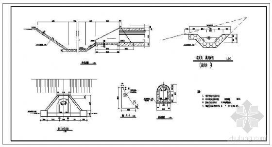排洪详图资料下载-1.8m 1.2m圆拱直墙排洪暗涵节点构造详图
