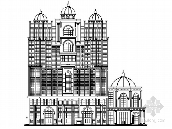 四星五星酒店CAD资料下载-某二十二层五星酒店建筑方案图