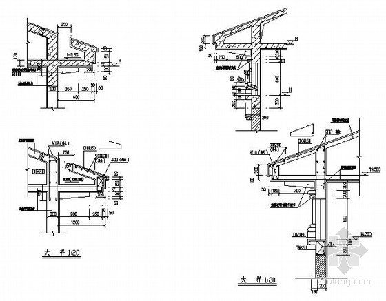 女儿墙檐沟结构大样资料下载-常用女儿墙节点大样图