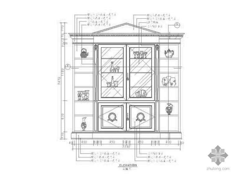 家装CAD酒柜立面资料下载-欧式酒柜立面图