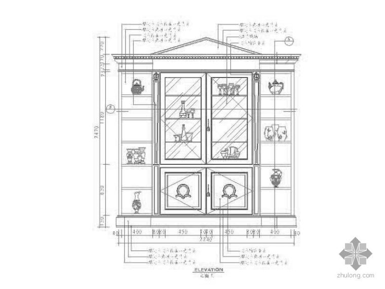 CAD欧式酒柜设计资料下载-欧式酒柜立面图