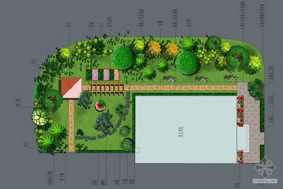 别墅庭院绿化设计方案资料下载-北京某别墅庭院设计方案平面