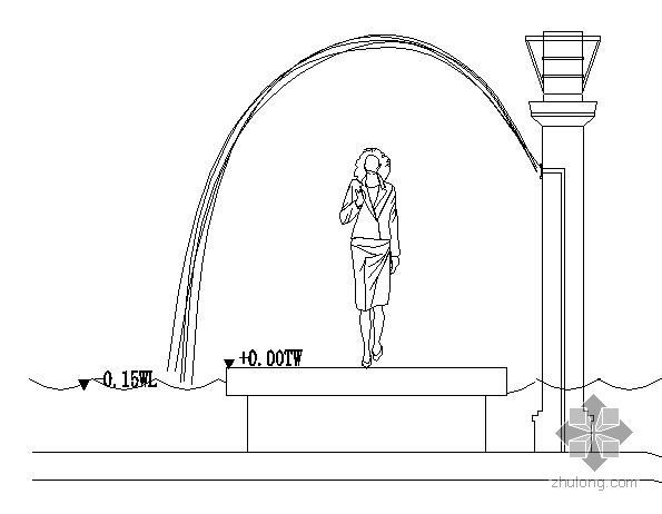建筑立面改造大样图资料下载-喷水柱立面大样图